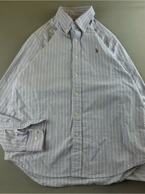 Ralph Lauren Light Blue Shirt with Pink Stripes - Button-Down